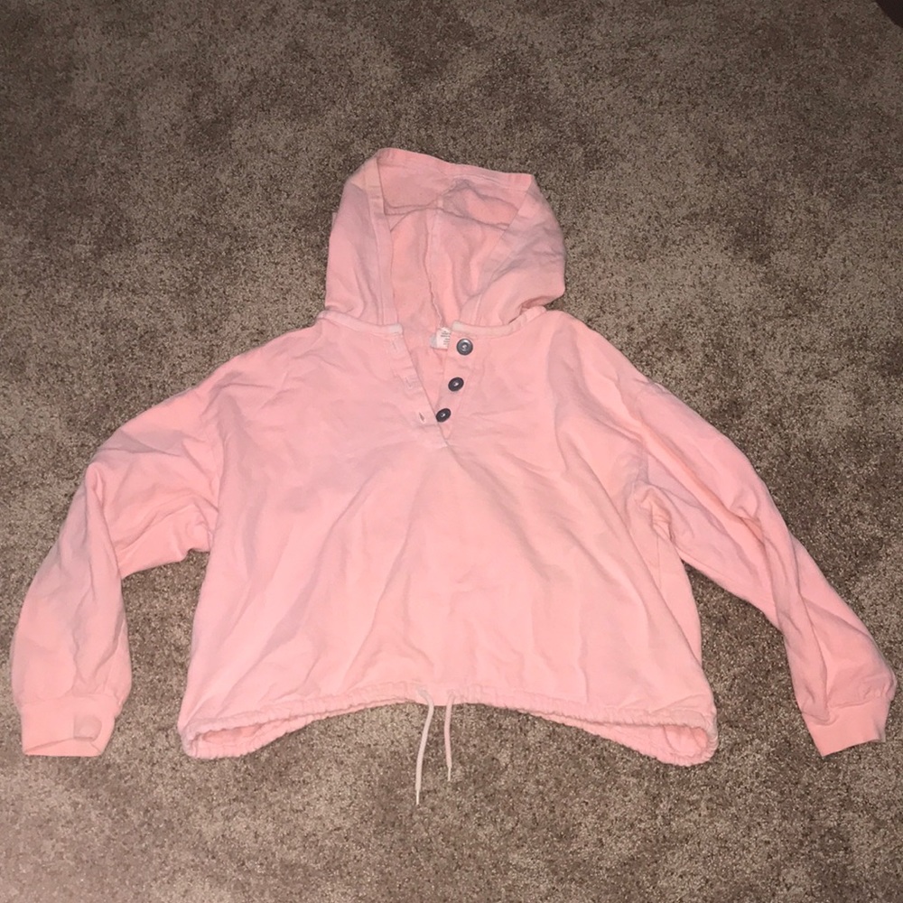 Old pink sweater w top buttons and adjustable end